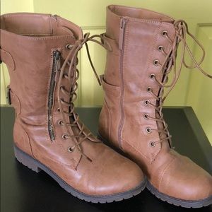 Brown Combat Lace-up Boots
